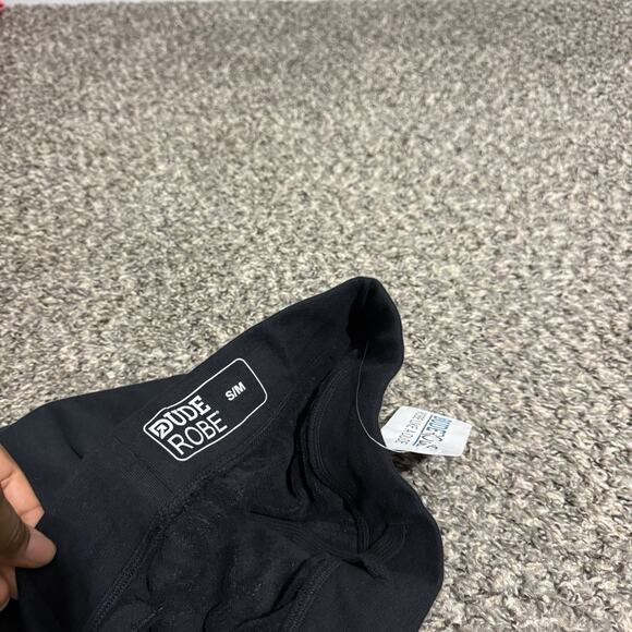 Dude Robe Terry Lined Shorts Mens S/M Stretch Sweats Pull On Comfy Black New - Picture 4 of 4